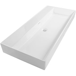 Brauer Lunar wastafel keramiek 100cm zonder kraangat wit glans