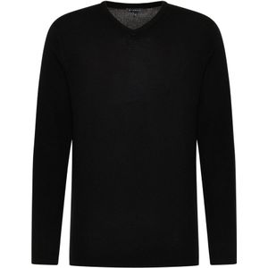 Gebreide pullover in zwart vlakte