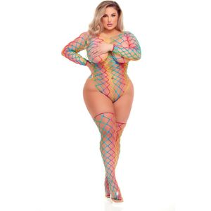 Pink Lipstick Plus Size Taste The Rainbow Teddy & Kousen - Regenboog