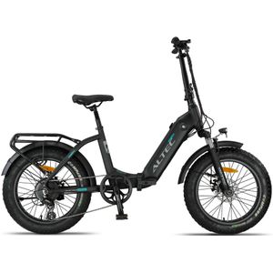 Altec Primera - Fatbike Vouwfiets - Mat Zwart - 20 inch - Accu 480Wh (48V, 10Ah) - 250W (60Nm) Achterwielmotor - Shimano 8 Versnellingen