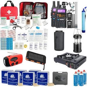 Noodpakket voor 72 Uur op advies van Overheid Black Out Compleet - Walkie Talkie - Waterfilter - Opbergzak - Solar Powerbank - Gasfornuis - Nood Radio - EHBO-kit - Isolatiedeken