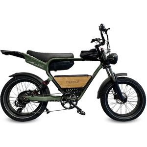 Diablo Q6 Fatbike 7RD Shimano en Hydraulische remmen met alle Accessoires - Mat Groen