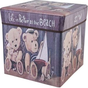 Multifunctionele opslag kruk kan zitten volwassen klapstoel home change shoe bank kinderen opbergbox (Cartoon Bear)