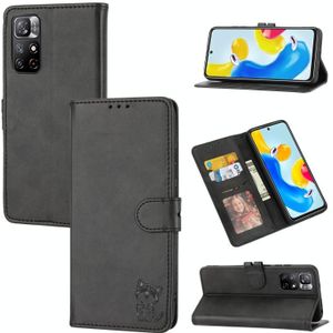 Voor Xiaomi Redmi Note 11 4G Global/11s reliëf Happy Cat Pattern lederen telefoonhoesje