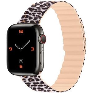 Magnetische camouflage siliconen vervangende riem watchband voor Apple Watch Series 7 & 6 & se  5 & 4 44mm/3 & 2 & 1 42mm (Leopard)