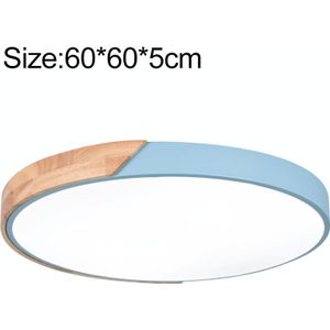 Wood Macaron LED Round Ceiling Lamp  Stepless Dimming  Size:60cm(Blue)