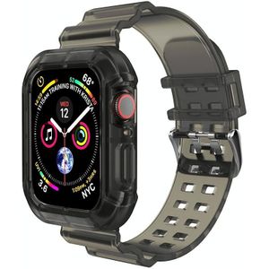 Transparante horlogeband voor Apple Watch Series 7 45 mm / 6 & SE & 5 & 4 44mm / 3 & 2 & 1 42 mm (transparant zwart)