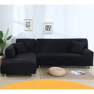 Sofa All-inclusive Universal Set Sofa Full Cover Add One Piece of  Pillow Case  Size:Three Seater(190-230cm)(Black)