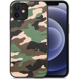 Voor iPhone 12 Camouflage lederen achterkant telefoonhoes