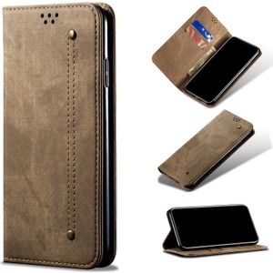 Voor Xiaomi Mi 11 Lite Denim Texture Casual Style Horizontale Flip Lederen Case met Houder &Amp; Kaart Slots &Portemonnee (Khaki)