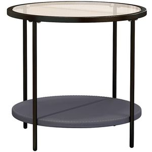 [US Magazijn] Koffietafel Delen met huisdieren Multi-functie Gehard Glas Ronde Vorm Tafelblad theetafel  Grootte: 21.6x21.6x20.2 inch