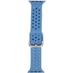 Siliconen vervangende horlogeband voor Apple Watch Series 7 41mm / 6 & se & 5 & 4 40mm / 3 & 2 & 1 38mm (Azure Blue)