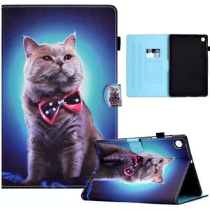 Voor Samsung Galaxy Tab A8 naaien pen slot lederen tablet case (strikje kat)