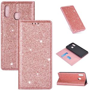 Voor Samsung Galaxy A40 Ultrathin Glitter Magnetic Horizontal Flip Leather Case met Holder & Card Slots (Rose Gold)