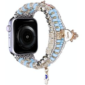 Forest Style Beads Watch Band voor Apple Watch Series 8&7 41mm / SE 2&6&SE&5&4 40mm / 3&2&1 38mm (Blauw)