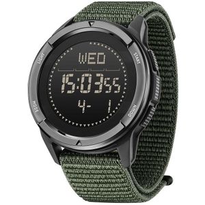 NORTH EDGE ALPS Outdoor Waterdicht Heren Koolstofvezel Digitale Nylon Band Smart Sporthorloge (Legergroen)