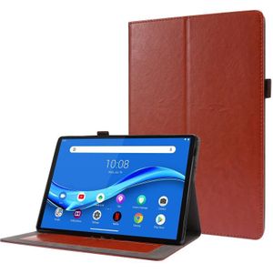 Voor Lenovo Tab M10 Crazy Horse Texture Horizontale Flip Lederen kast met 2-vouwende Houder & Card Slot (Bruin)