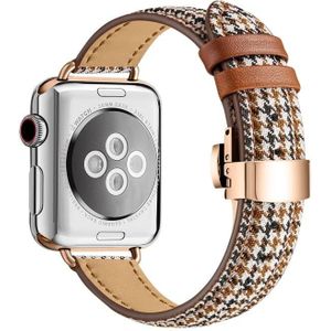 Slimmende vlindergesplaarworkband voor Apple Watch Series 7 45 mm / 6 & SE & 5 & 4 44mm / 3 & 2 & 1 42 mm (Houndstooth bruin roségoud)