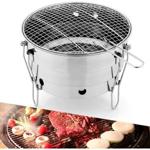 Kleine BBQ outdoor RVS draagbare BBQ gegrild net Camping picknick houtskool vouwen oven