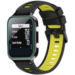 Voor Garmin Approach S20 tweekleurige siliconen horlogeband (zwart + geel)