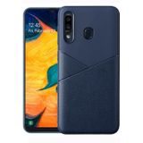 Ultradunne schokbestendige Soft TPU + lederen draagtas voor Galaxy M30 (blauw)