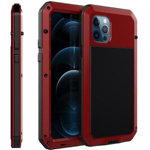 Schokbestendige waterdichte siliconen + zinklegering beschermhoes voor iPhone 12 Pro Max(Rood)