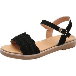 Suede Flat Bottom Non-slip Wearable Lichtgewicht Sandalen voor dames (Kleur: Zwart Formaat:40)