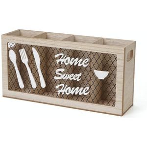 Keuken houten servies bestek opbergdoos (29.5x8x15cm)