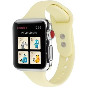 Voor Apple Watch 5 & 4 44mm / 3 & 2 & 1 42mm Dunne Siliconen dubbele gesp vervangende polsband (Crème geel)