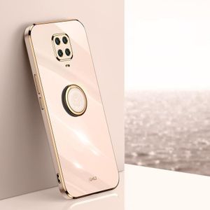 Voor Xiaomi Redmi Note 9s Xinli Rechte 6D Plating Gold Edge TPU Shockproof Case met ringhouder