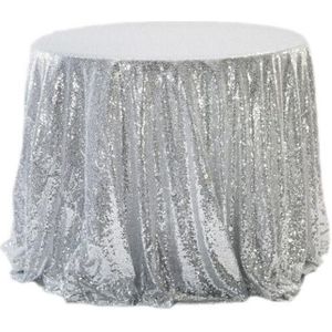 2 PCS Ronde Tafel decoratie Doek Hotel Bruiloft Banket Decoratie Geborduurd Pailletten tafelkleed  grootte: 60cm (Zilver)