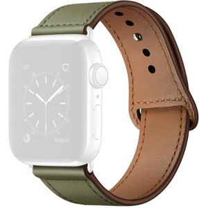 Lederen vervangende horlogeband voor Apple Watch Series 7 41mm / 6 & SE & 5 & 4 40mm / 3 & 2 & 1 38mm (Legergroen naaldpatroon + zilvergesp)