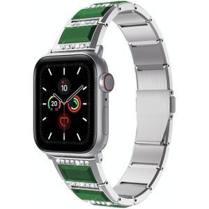 Xingyao-serie tweekleurige stalen band voor Apple Watch Series 6 & SE & 5 & 4 44mm / 3 & 2 & 1 42mm (Zilver+Groen)