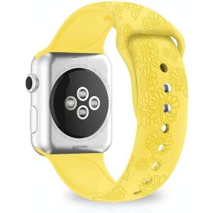 Zonnebloem embossing siliconen horlogeband voor Apple Watch Series 7 41mm / 6 & SE & 5 & 4 40mm / 3 & 2 & 1 38mm