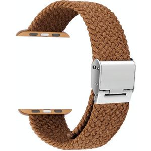 Gevlochten + roestvrij staal vervangende horlogebanden voor Apple Watch Series 6 & SE & 5 & 4 40mm / 3 & 2 & 1 38mm (Bruin Geel)