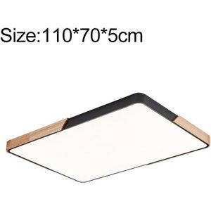 Wood Macaron LED Rectangle Ceiling Lamp  White Light  Size:110x70cm(Black)