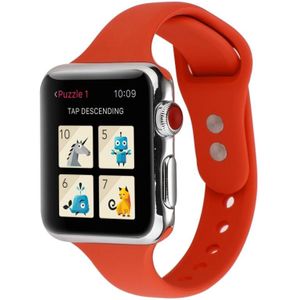 Voor Apple Watch Series 6 & SE & 5 & 4 40mm / 3 & 2 & 1 38mm Thin Siliconen Dubbele Gesp vervangende polsband(Rood)