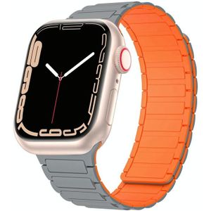 Voor Apple Watch 38 mm magnetische lus siliconen horlogeband (grijs oranje)