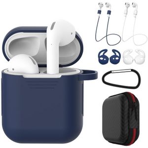 7 STKS draadloze koptelefoon schokbestendig silicone beschermhoes voor Apple AirPods 1/2 (wit blauw)