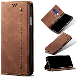 Voor Xiaomi Mi 11 Lite Denim Texture Casual Style Horizontale Flip Lederen Case met Houder &Amp; Kaart Slots &Portemonnee (Bruin)