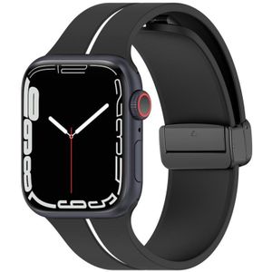 Tweekleurige siliconen horlogeband met vouwsluiting voor Apple Watch Ultra 49 mm (zwart + wit)