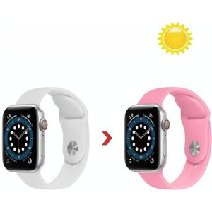 Verkleuring in Sun Silicone Vervanging Horlogeband voor Apple Watch Series 6 & SE & 5 & 4 44MM / 3 & 2 & 1 42mm (Wit Change Pink)