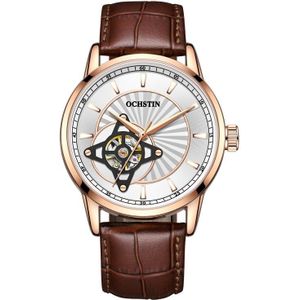 OCHSTIN 62001C Master Series holle mechanische herenhorloge (wit-bruin)