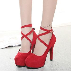 Vrouwen Schoenen Ronde Teen Stiletto Hoge Hakken  Maat:39 (Rood)