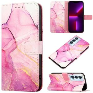 Voor Tecno Camon 18 PT003 Marmeren patroon Flip lederen telefoonhoes (roze paars goud LS001)