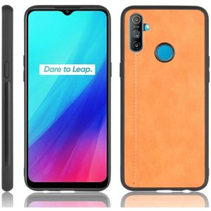 Voor Oppo Realme C3 (3 camera's) Shockproof Naaikoe Patroon Skin PC + PU + TPU Case(Orange)