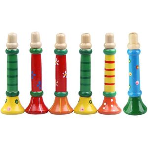 Cartoon houten trompet speelgoed Kinder puzzel vroege onderwijs instrument  kleur Random