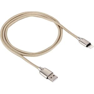 1M geweven stijl metaal hoofd 108 koper Cores 8 pins naar USB-gegevens Sync opladen kabel  voor iPhone X / iPhone 8 & 8 Plus / iPhone 7 & 7 Plus / iPhone 6 & 6s & 6 & 6s Plus / iPad(Gold)