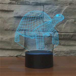 Tortoise zwart basis creatieve 3D LED decoratieve nachtlampje  oplaadbaar met Touch-knop