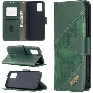 Voor Samsung Galaxy A02s (EU-versie) Bijpassende kleur Krokodil Textuur Horizontale Flip PU Lederen Hoesje met Portemonnee & Houder > Kaartsleuven (Groen)